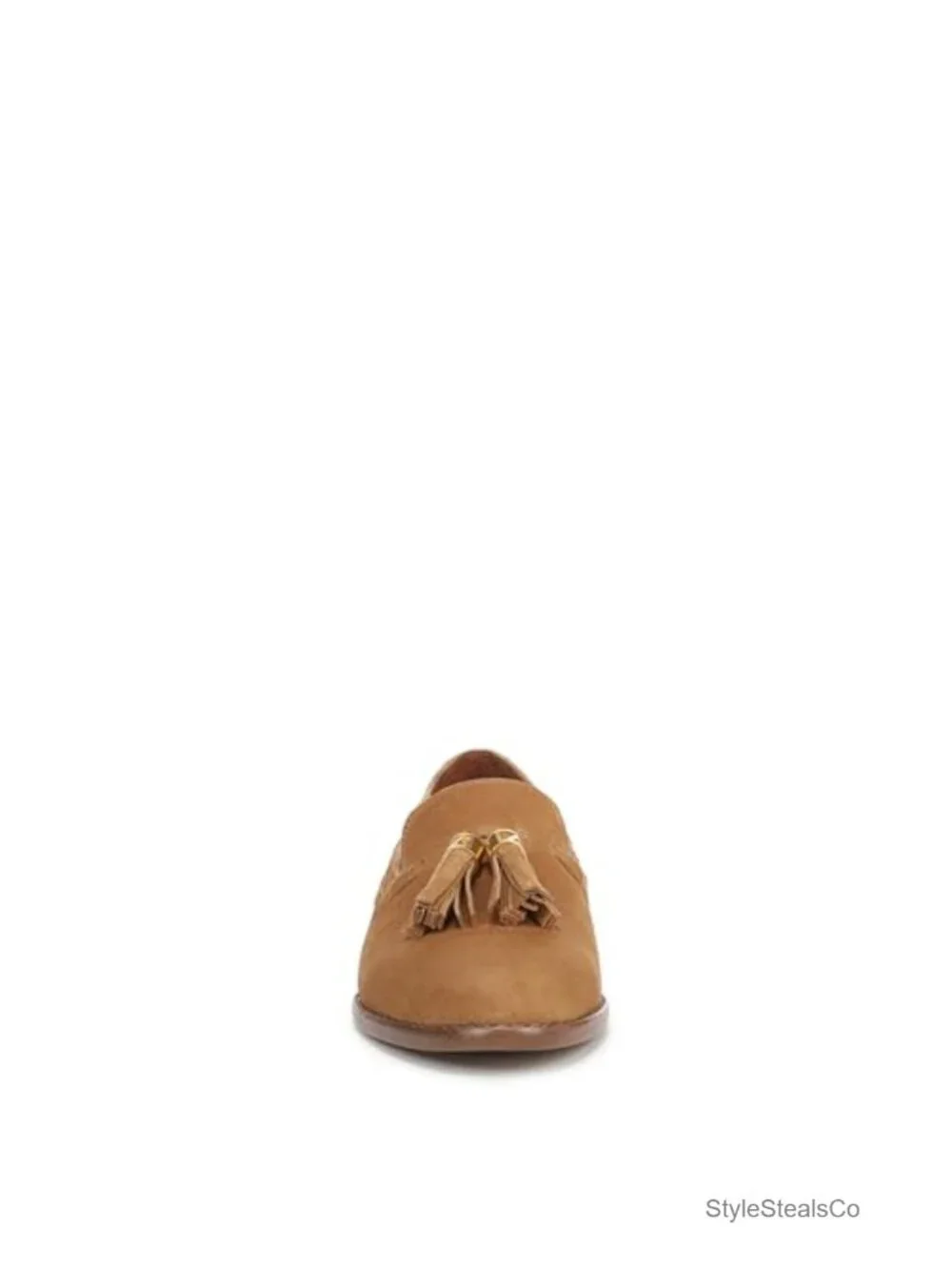 Suede Leather Slip On Loafers Flat 0.6in Heel Round Toe Casual